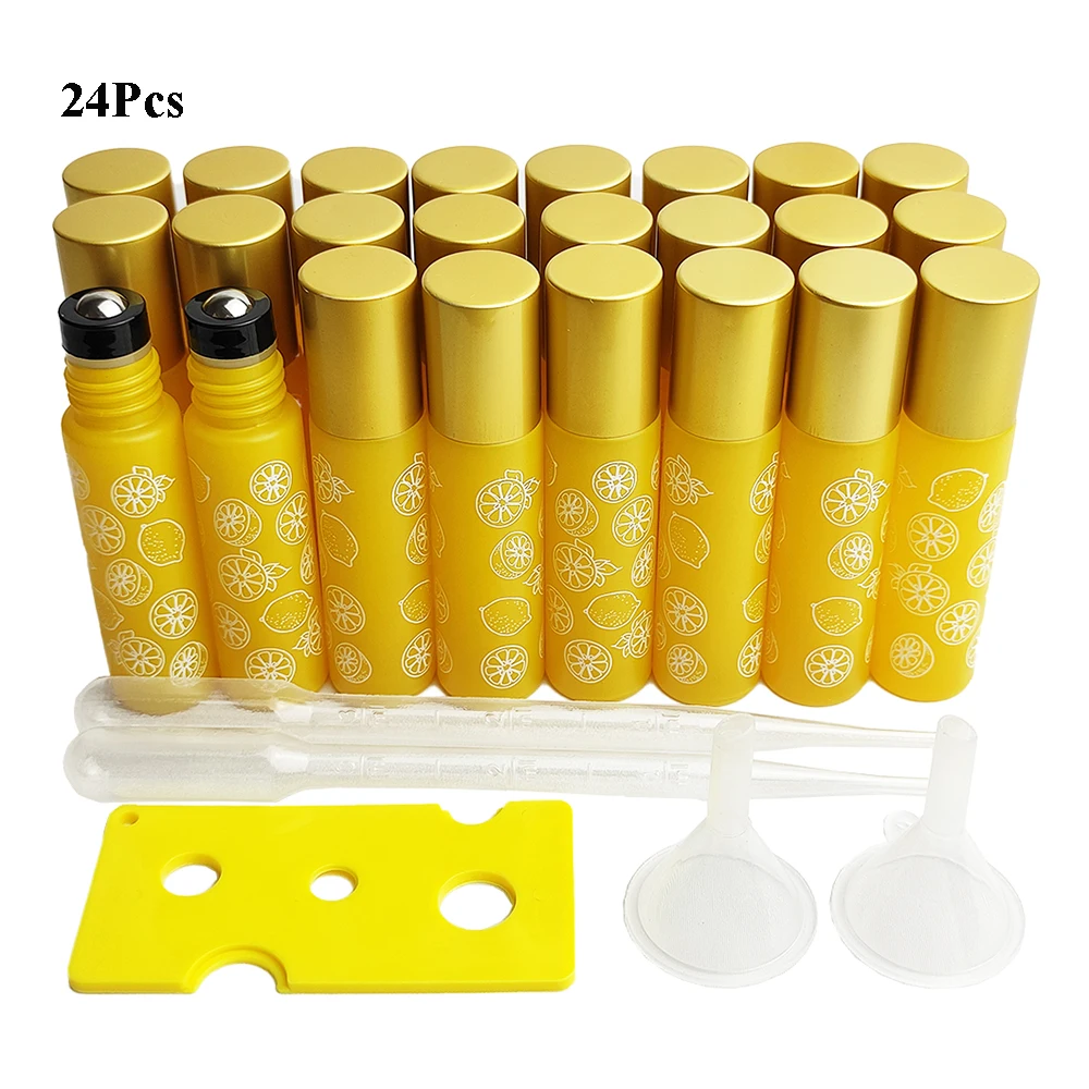 

24Pcs 10ml Empty Roller Bottles With Metal Balls Perfume Bottles Containers Refillable Bottles With 2pcs funnels,2pcs pipettes