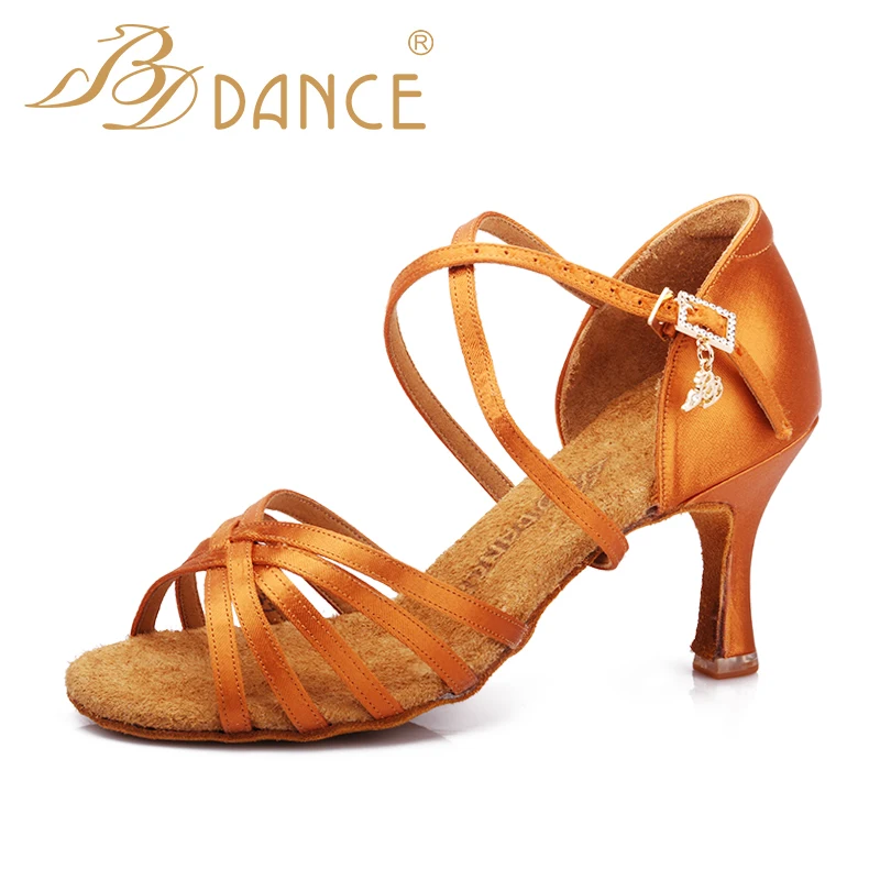 BD Dance Shoes Women Latin Dance Shoes resistant and comfortable soft Sole Satin Large size  dance shoes 216 Free Shipping