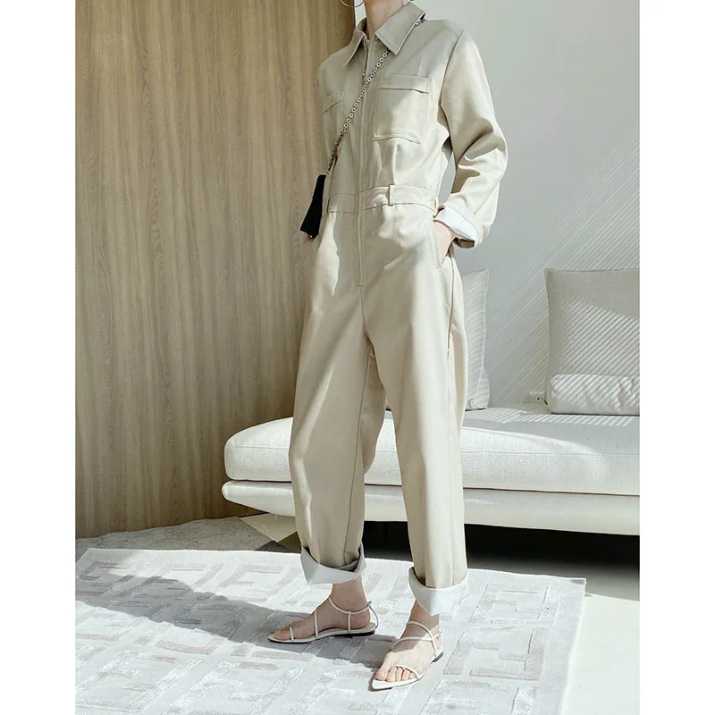 HARLEYFASHION Women Spring Fashion Casual 2 Colors Quality Jumpsuits Loose Simple Age Reduction Vintage Easy Matching