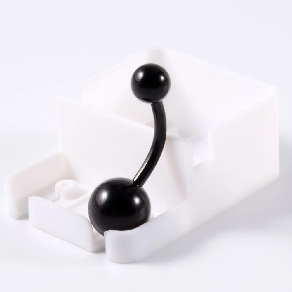 1Piece Surgical Steel Anodized Belly Button Rings Matte Balls Navel Studs Banana Curved Barbell Body Piercing Jewelry 14g