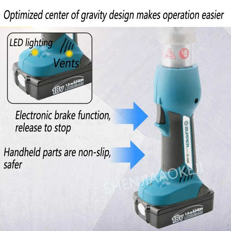 EZ-300B 충전 유압 클램프, 전기 압착 플라이어, 케이블 도구, 자동 리셋, 구리 알루미늄 압착, 18V, 1.5Ah, 1PC