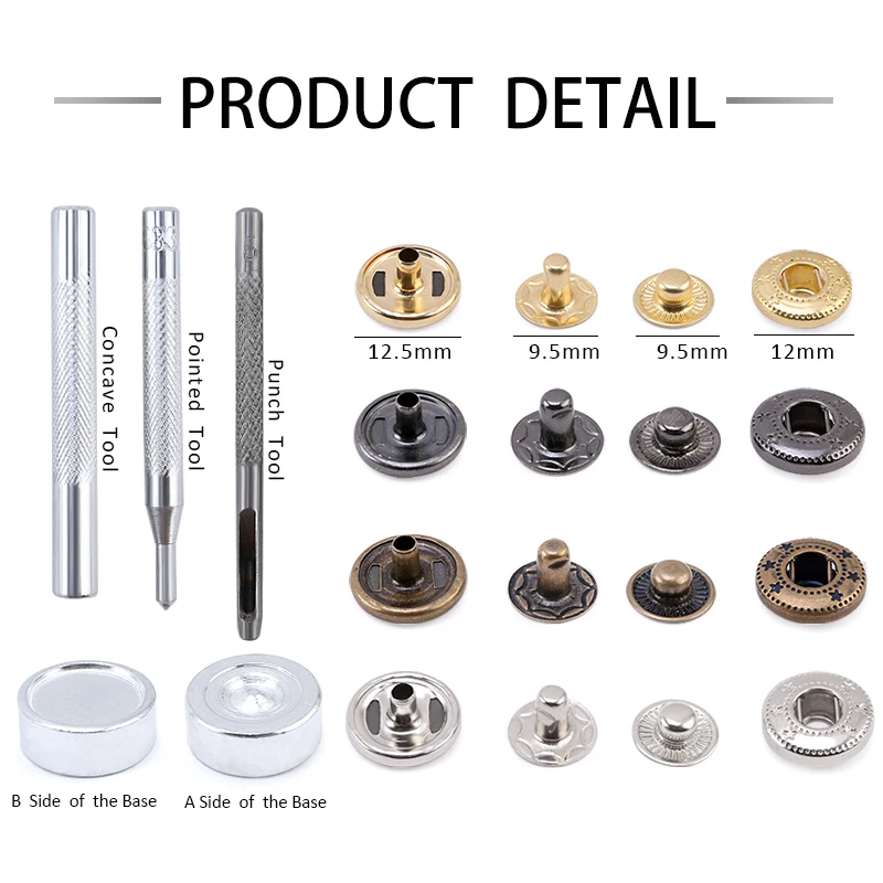 Skórzany zatrzask metalowy guziki zapięcia zatrzaski zatrzaski akcesoria do szycia tkanina 633 # guziki na ubrania/kurtki/dżinsy/torby