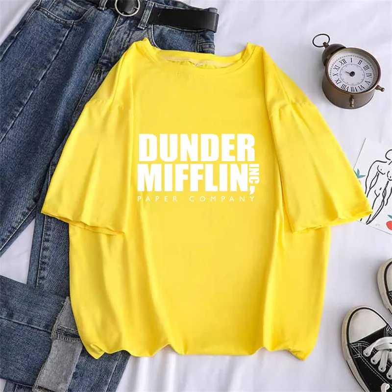 DUNDER MIFFLIN PAPER INC office Tv Show Women Print T-shirt Girl Short Sleeve White Harajuku Kawaii Graphic Tops Tee,Drop Ship