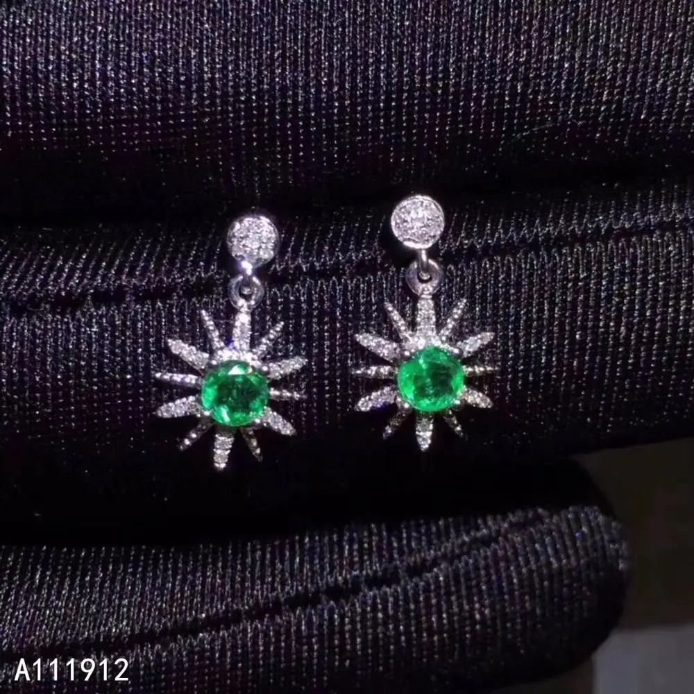 

KJJEAXCMY fine jewelry natural Emerald 925 sterling silver women gemstone earrings new Ear Studs support test elegant