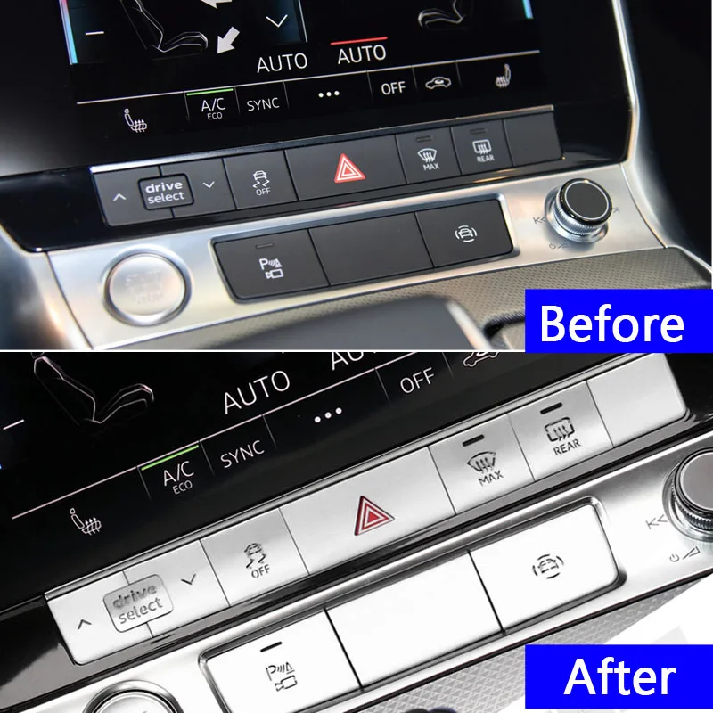 Car Styling Central Control Buttons Cover Alarm Switch Stickers Trim For Audi A6 C8 2019-2020 Automobile Interior Accessories
