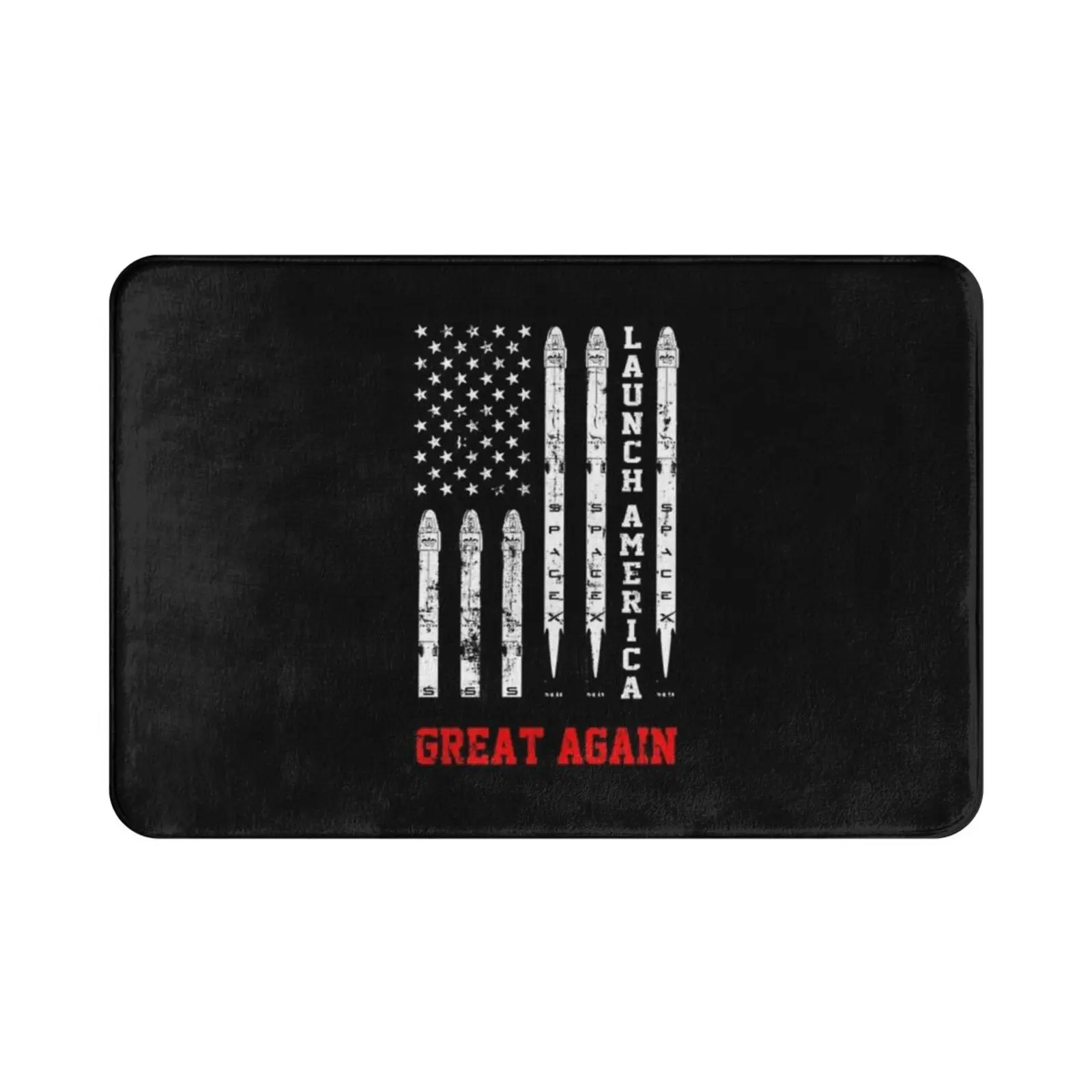 Launch America Great Again Flag Carpet Mat Rug Cushion Soft Non-Slip Launch America Great Again Spacex Rocket Dragon 2