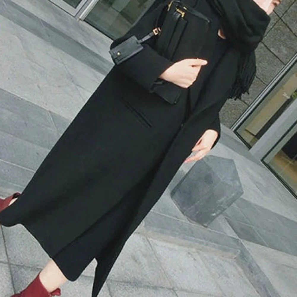 Fashion Coat Women Solid Color Thick Pocket Women Autumn Winter Warm Long Jacket Coat