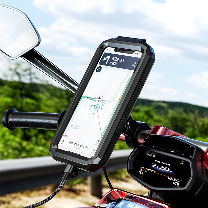 Motorfiets Telefoon Mount Houder Waterdichte Telefoon Houder Voor Fiets/Fiets/Motor Stuur Mount Achteruitkijkspiegel Touch-Screen