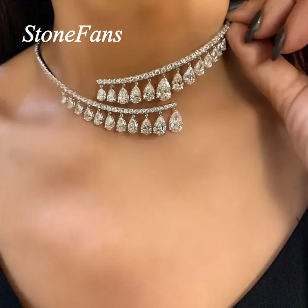 Stonefans 2021 Fashion Irregular Statement Necklace Jewelry for Women Crystal Water Drop Necklace Pendant Choker Collar Chain