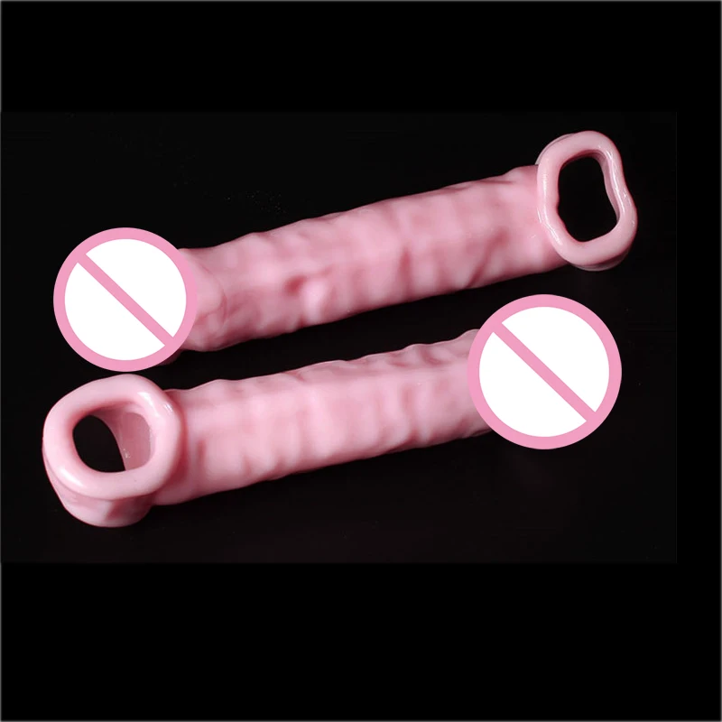 Super Size Highly Elastic Silicone Penis Extender Sleeve Reusable Condoms Penis Ring Delay Ejaculation Erotic Toys Intimate Good