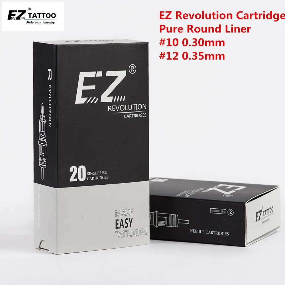 Pure Round Tips Round Liner EZ Revolution Cartridge Tattoo Needles #12 #10 Regular Taper for Cartridge Machines Grips 20 pcs/lot