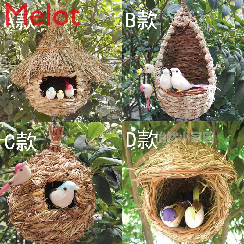 Handmade Straw Woven Bird Nest Toy Parrot Nest Pigeon Nest Garden Villa Decoration Supplies