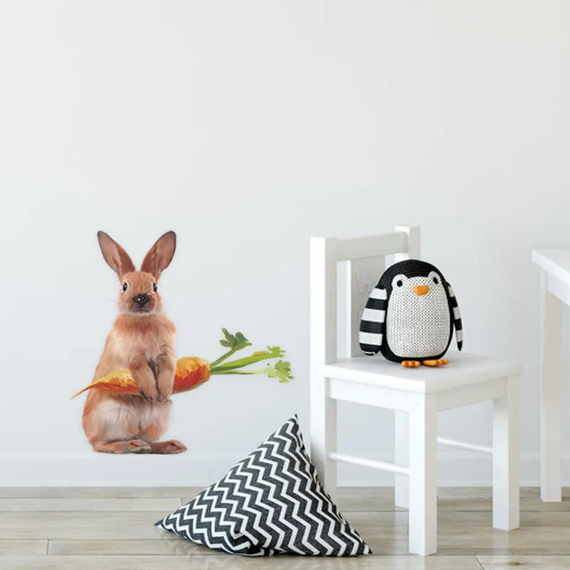 

Cute Rabbit Carrot Wall Sticker Living Room Background Decoration Decals For Kids Room Bedroom Decor Removable Home Animal Mural