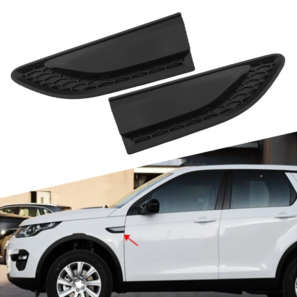 2Pcs Car Front Side Fender Grille Vent Duct Louver For Land Rover Discovery Sport L550 2015 2016 2017 2018 2019 Gossy Black ABS