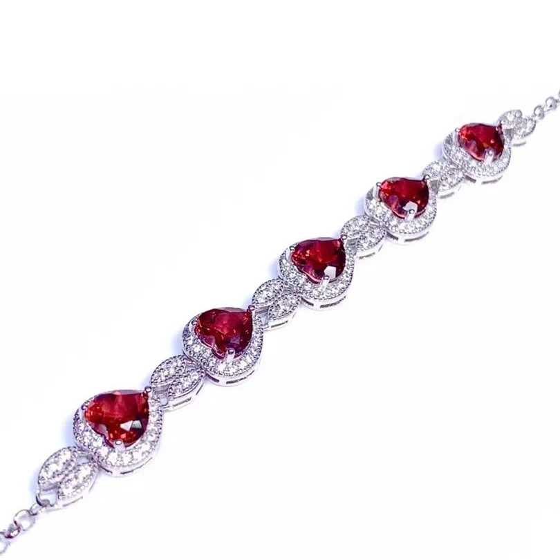 

Natural Garnet red Gem 925 Sterling Silver Bracelet for Women luxury Jewelry 2020 christmas Halloween female Accessories