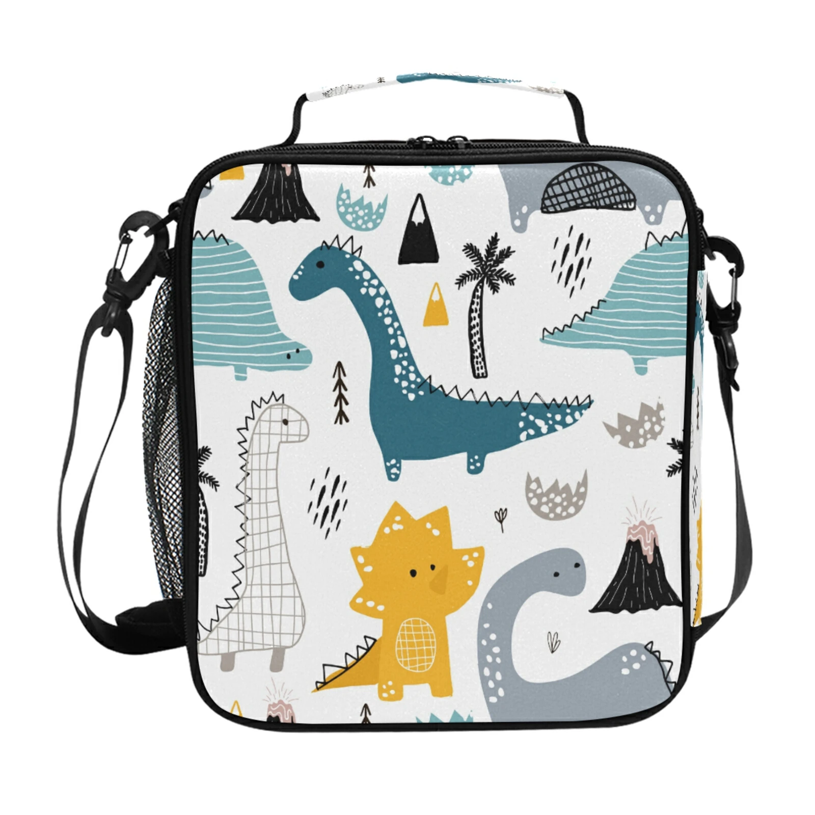 Dinosaur Print Picnic Bag Women Lunch Box Portable Insulated Thermal Waterproof Zipper Lunch Bag Cooler Organizer For Students