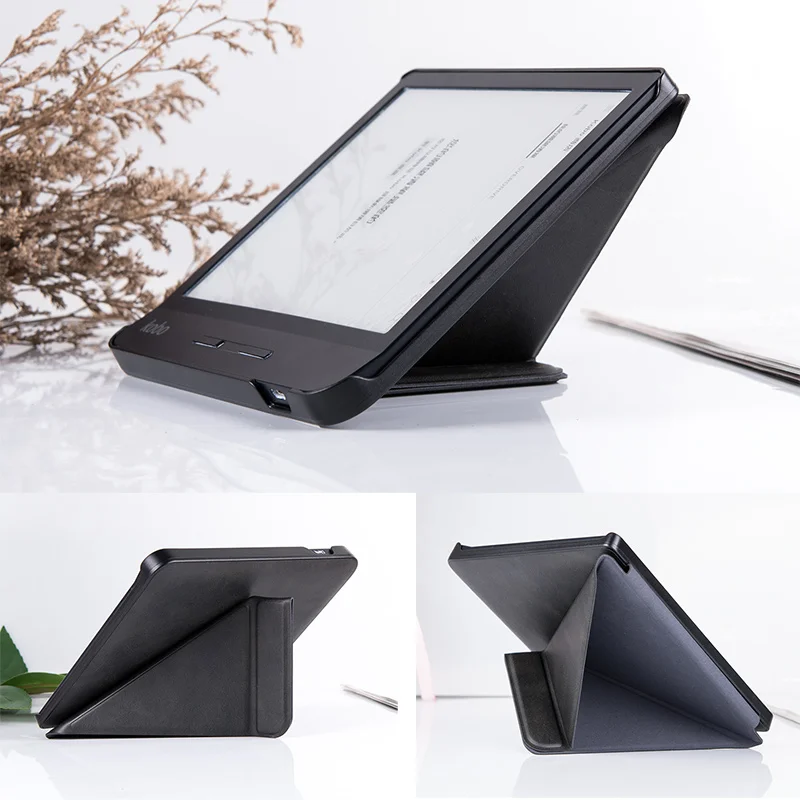 Étui fin pour liseuse Kobo Libra 2 (version 2021, modèle N418) - Housse de support en cuir PU de qualité supérieure pour origami avec mise en