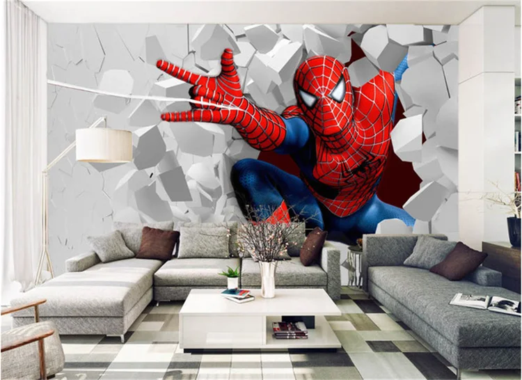 Custom children’s wallpaper cartoon character spider mural children’s room bedroom TV background wall waterproof papel de parede