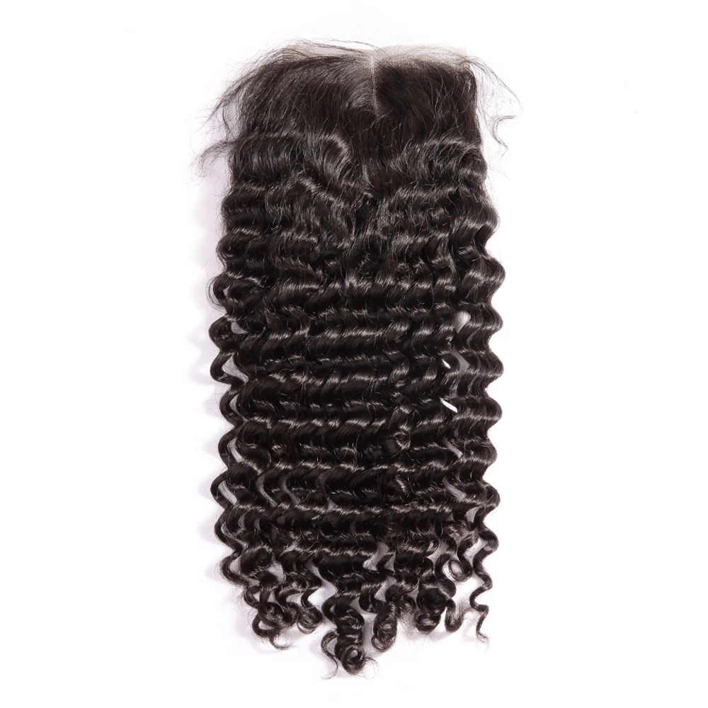 

5*5 Silk Base Lace Closure Curly Silk Top Human Hair Closure Deep Wave Brazilian Remy Human Hair Extensions with Baby Hair