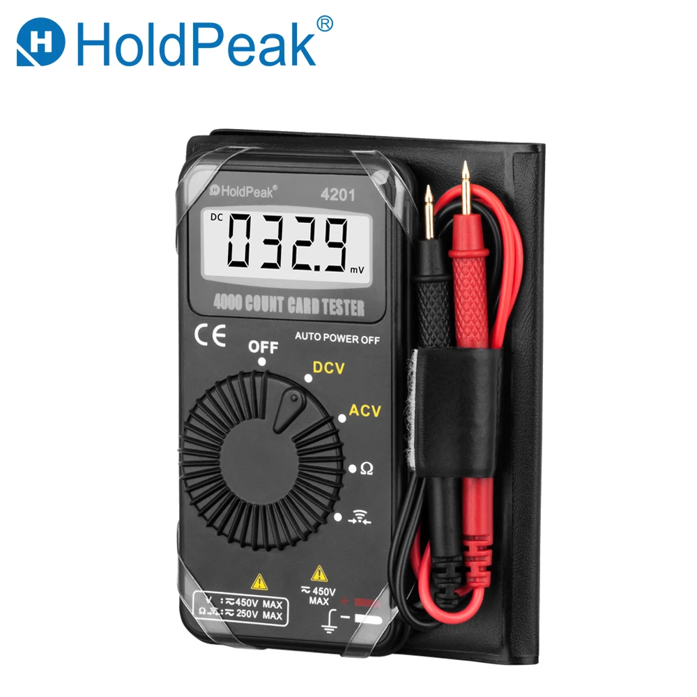 Holdpeak Pocket Digital Multimeter HP-4201 AC/DC Voltage Resistance Mini Auto-Ranging Multimetro with Auto Power off