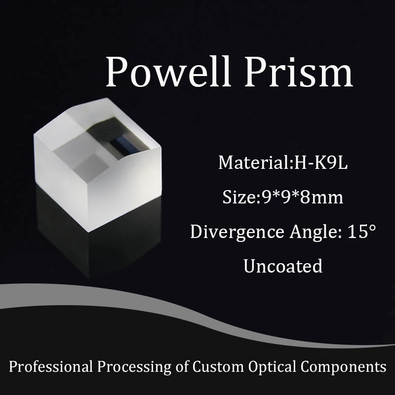 Light Spot 2.4mm Divergence Angle 15 Degrees Optical Glass Powell Prism Material H-K9L Divergence Angle 15 Degrees