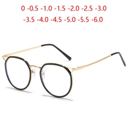 Literary Students Myopia Glasses Finished Metal Cat Eye Short-sight Eyeglasses Prescription 0 -0.5 -1.0 -1.5 To -6.0