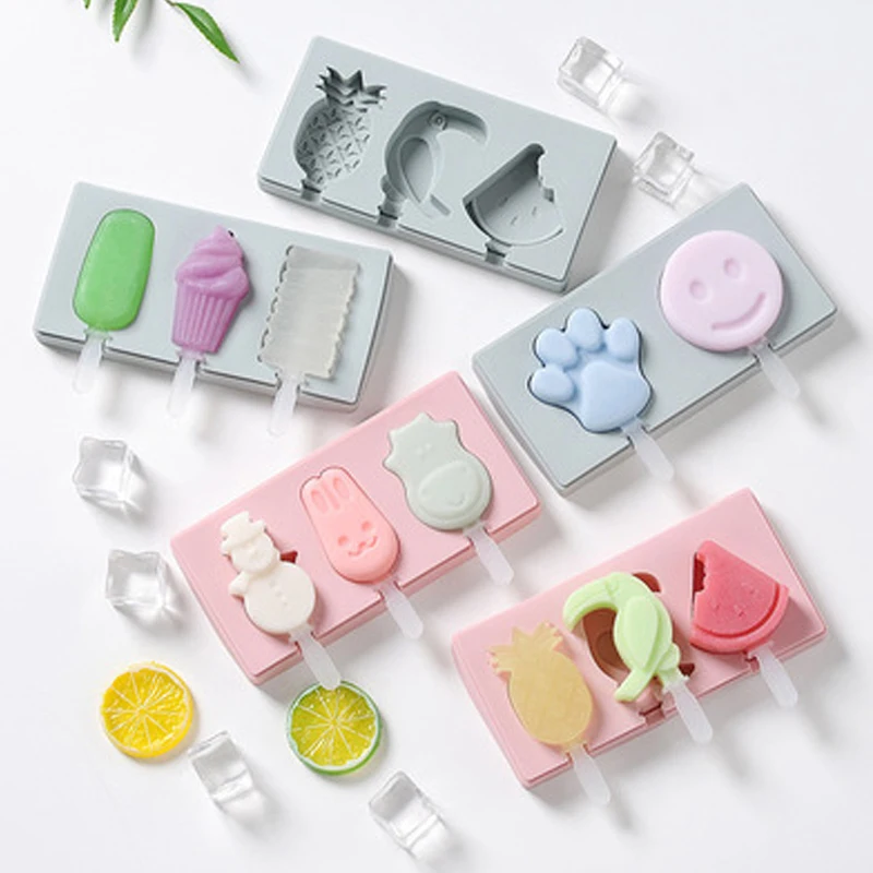 Silicone Animals Shape Jelly Form Ice Cream Mold with Cover Maker for Ice Lolly Moulds Ice Cube Tray for Candy Bar Decoration