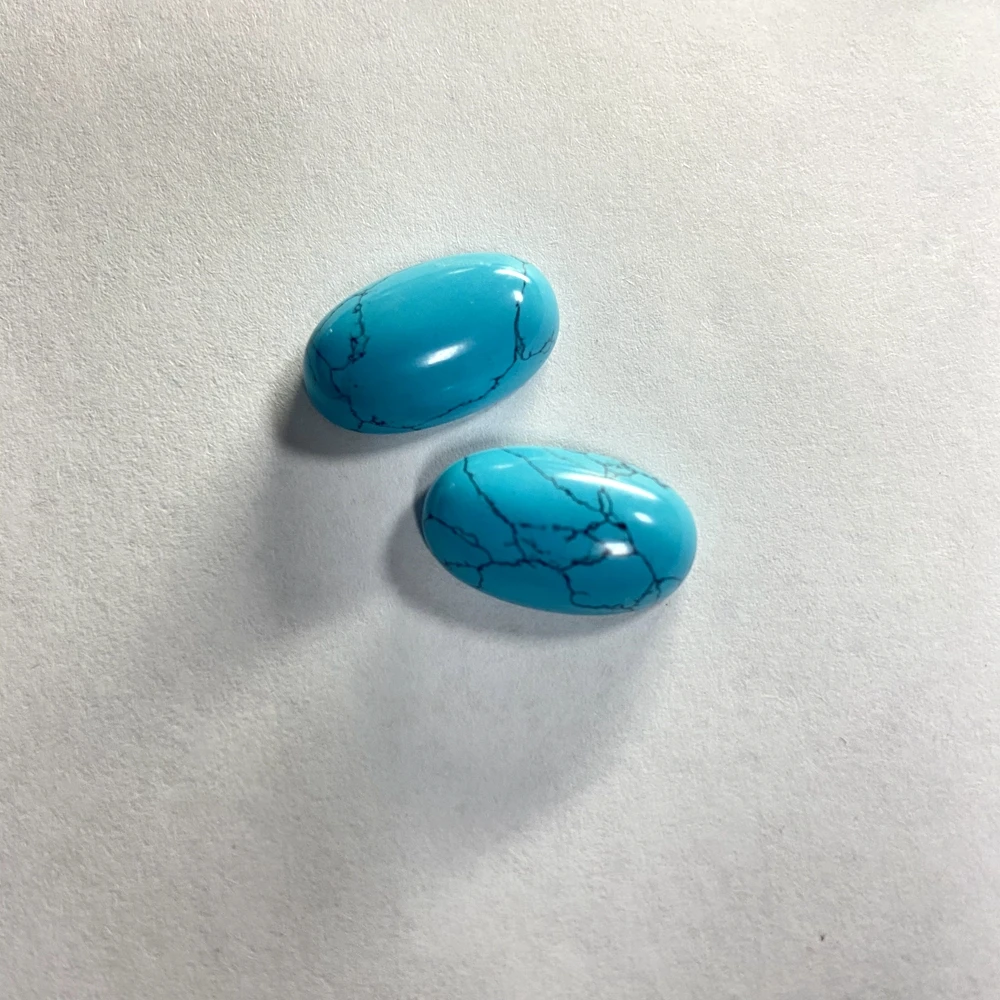 11.8*19mm  2 pcs /Bag 10 carats turquoise cabochon laboratory blue turquoise flatback Oval cabochon gemstone for ring making