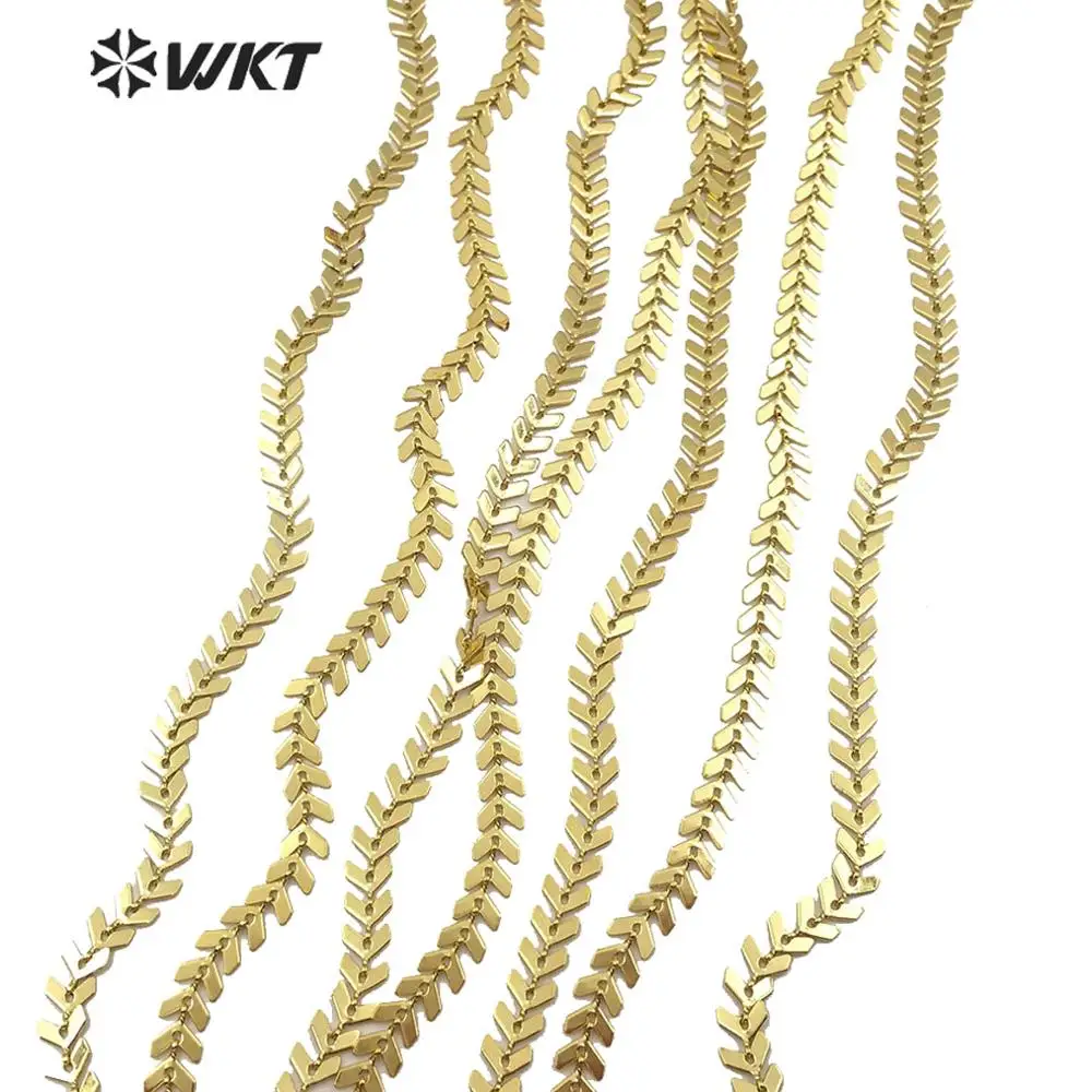 WT-BC123 WKT High Quality  Gold Electroplated Brass Chain Brass V Chain Fashion Brass Chain For Women Stylish Jewelry Making