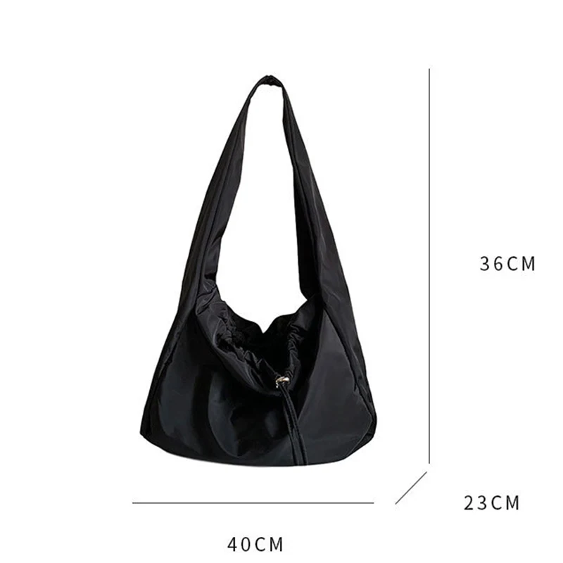 Women Bag New Nylon Bucket Fashion Solid Zipper SOFT Shoulder Bag Purses and Handbags Luxury Designer Black Tote Bag