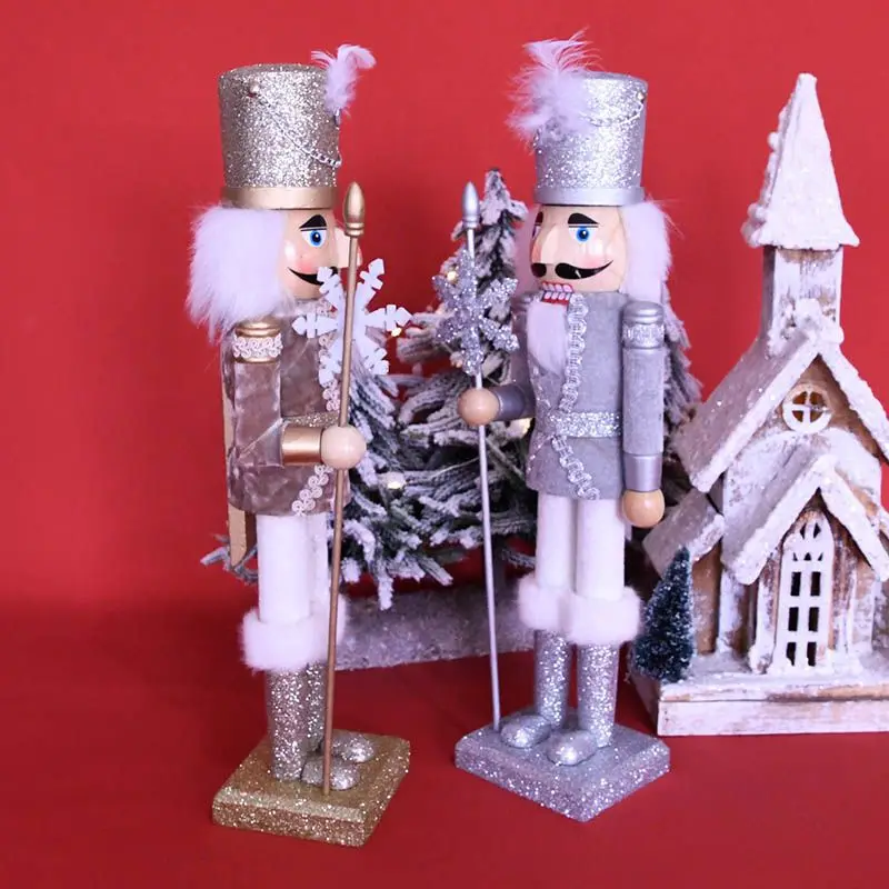 Xmas Crafts Nutcracker Nordic Christmas Decoration New Year Birthday Gifts Kids Ornaments Baubles Puppet Home Decor Accessories