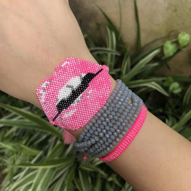 

BLUESTAR MIYUKI Bead Women Bracelet Gift Fashion Jewellery Mexico Pink Lips Bracelet Jewelry Dropshipping