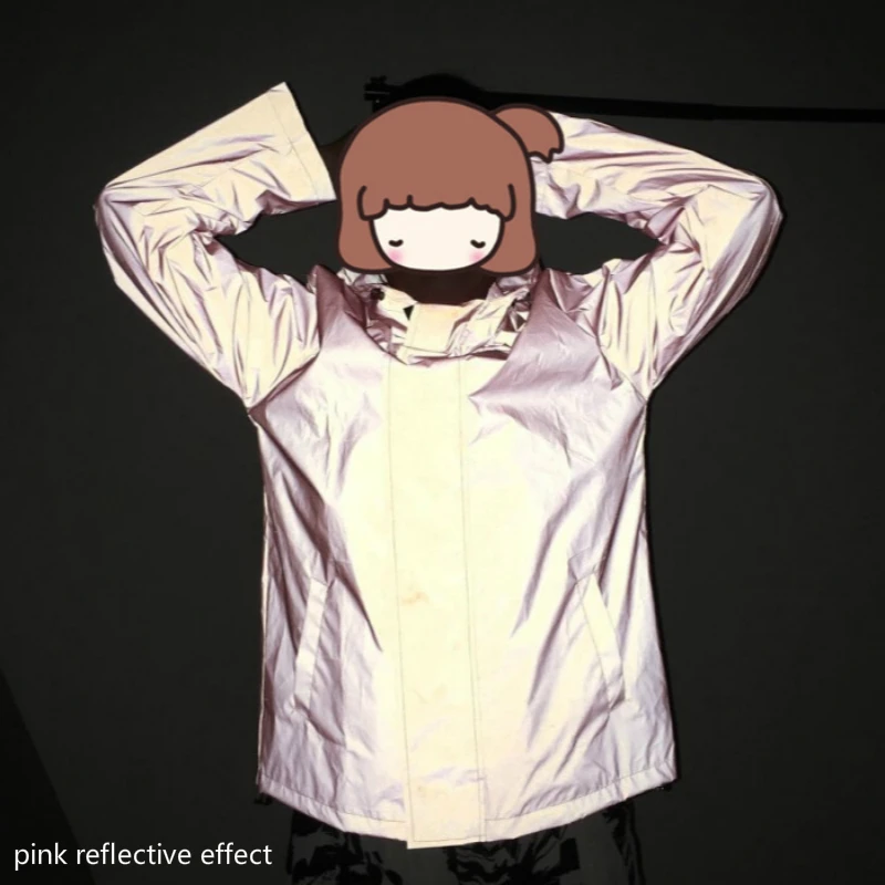 

6 цветов, осенняя Женская/Мужская Светоотражающая куртка для езды на мотоцикле, ночного бега, отражающая Спортивная одежда для женщин, хип-хоп, танцевальное пальто с капюшоном