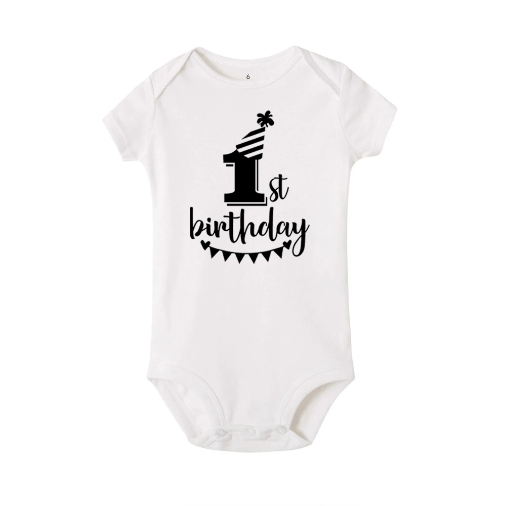 My 1st Birthday Newborn Baby Summer Romper Infant Body Toddler Short Sleeve Jumpsuit Baby Birthday Party Outfit Boy Girl Clothes