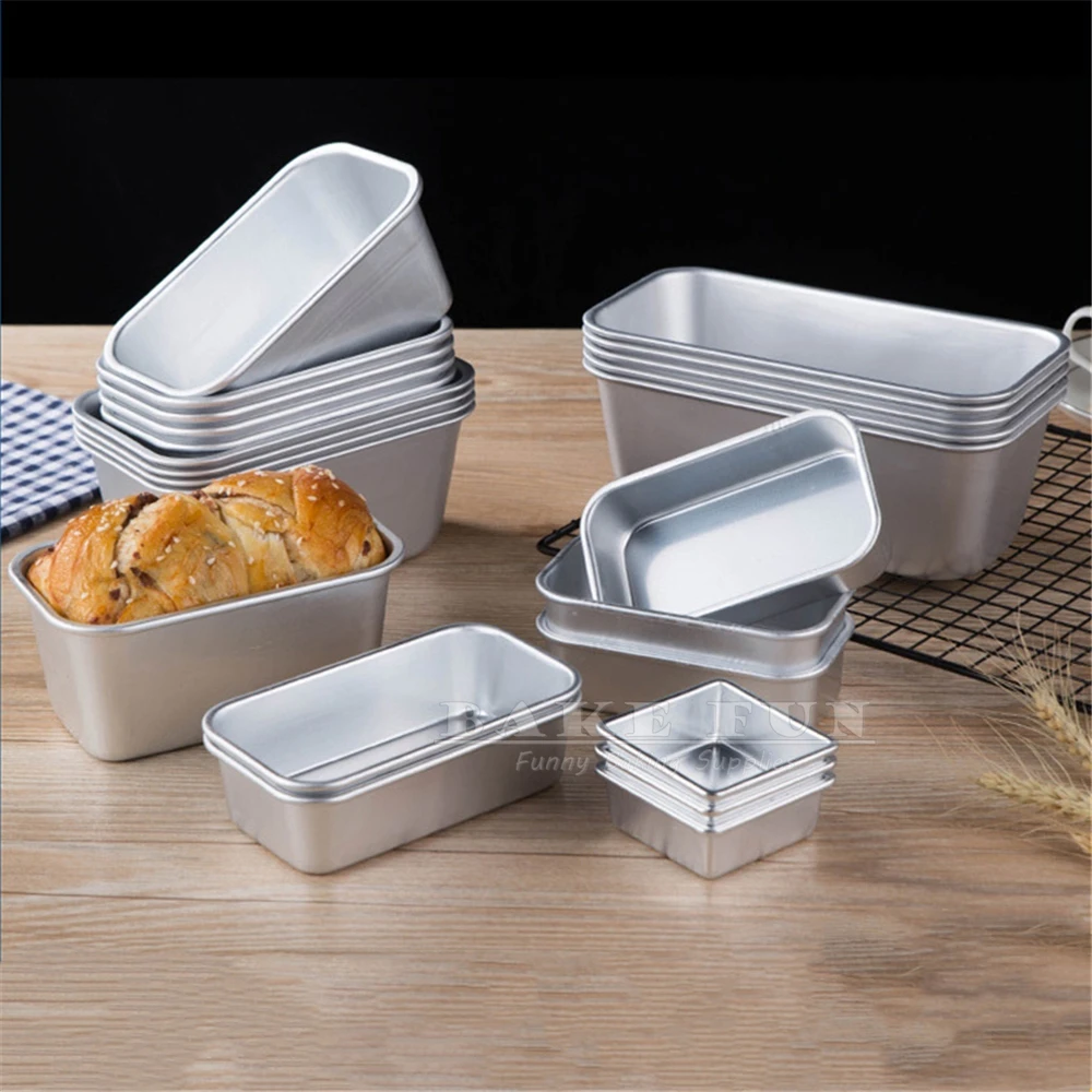 5pcs 5 Sizes Rectangle Aluminum Alloy Cube Toast Box Cheese Baking Baked Brownie Cake Bread Mold Pudding DIY Bakery Supplies