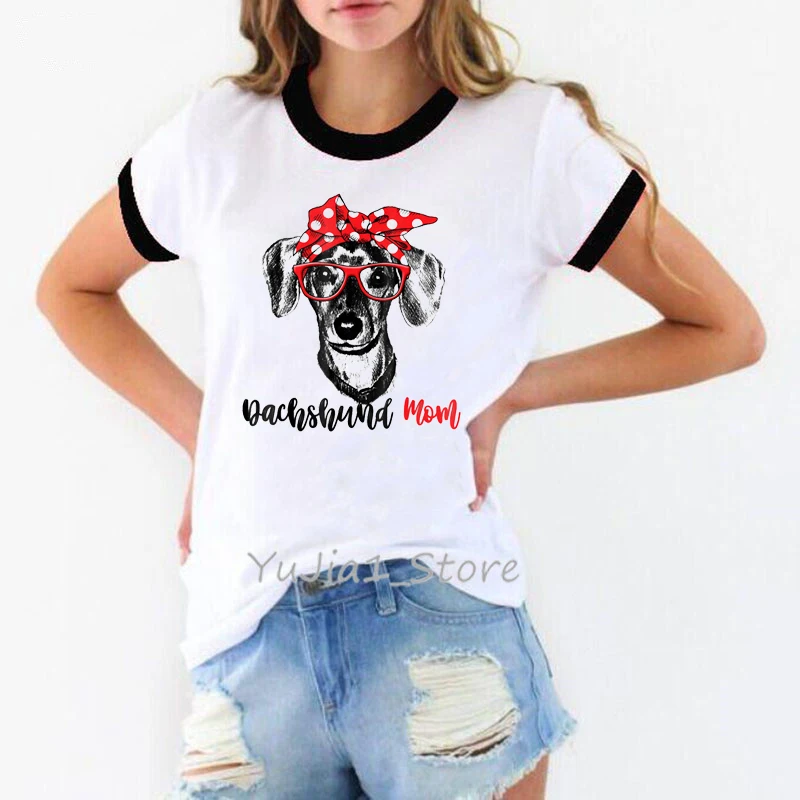 Maglietta da donna 2024 Vintage bassotto mamma stampa T-Shirt donna estate maglietta bianca amante del cane amici regalo top vestiti