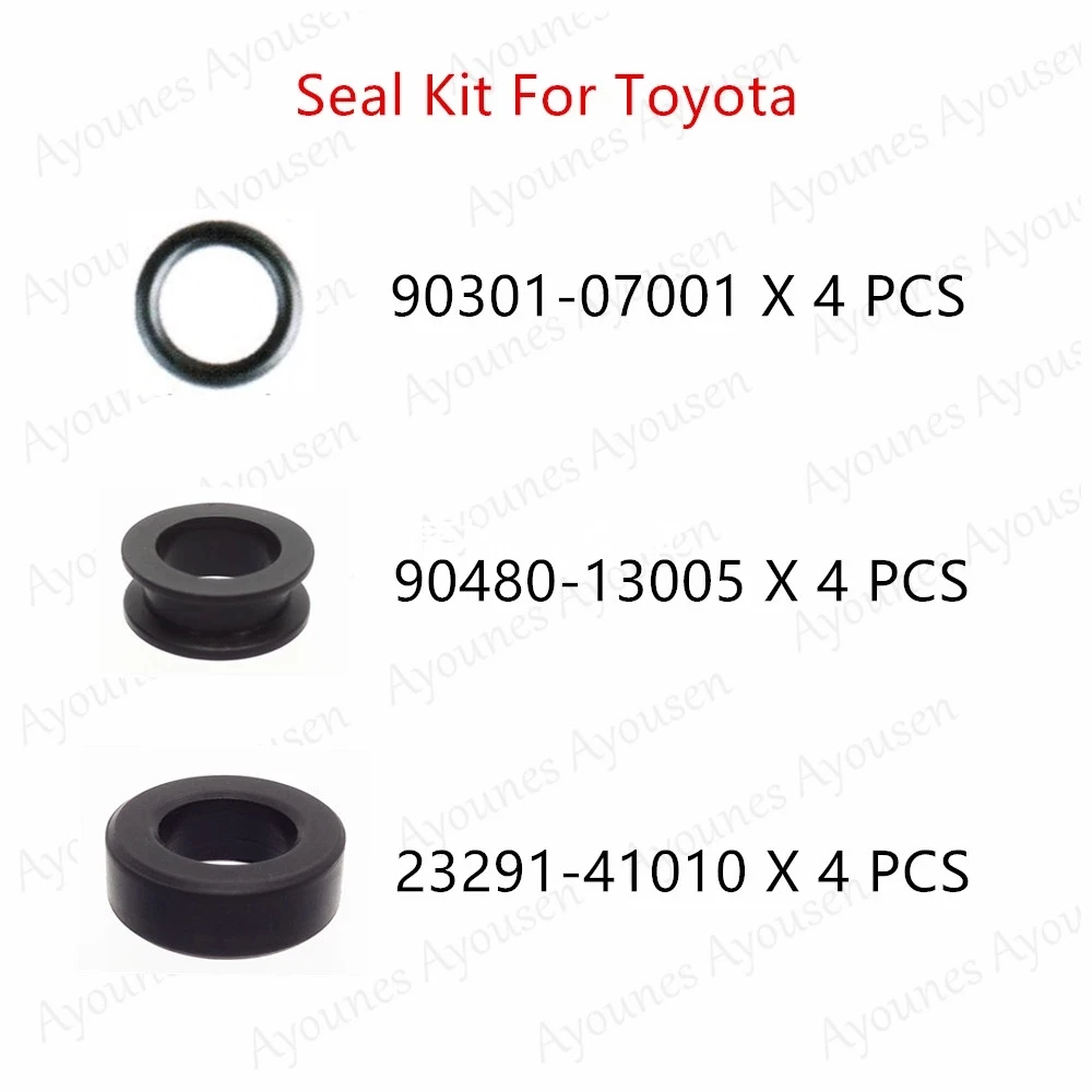 

Free Shipping 4 Sets Rubber Seal Oring Kits For Toyota 23291-41010, 90480-13005, 90301-07001 Hot Sale Auto Parts Aftermarket