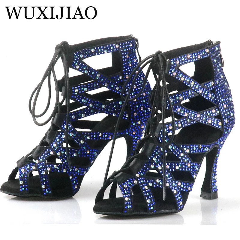 WUXIJIAO New Latin Dance Shoes Tango Salsa Rumba Samba Teaching Shoes Soft Sole Rhinestone Women\'s Wedding High Heels 5CM-10CM