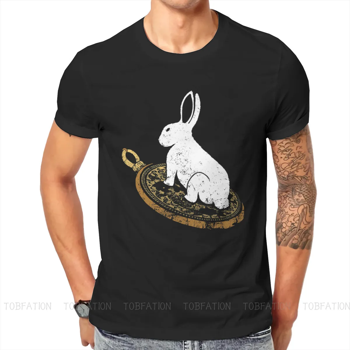 Follow the White Rabbit Retro Hipster TShirts The Matrix Neo Anderson Morpheus Film Male Style Fabric Tops T Shirt O Neck