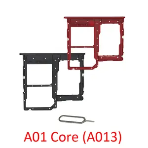 Bilashmart Phone Sim Chip Tray Samsung Galaxy A01 Core A013 A013G A013F BackShell SIM SD Card Slot Adapter Holder Drawer Part + Pin