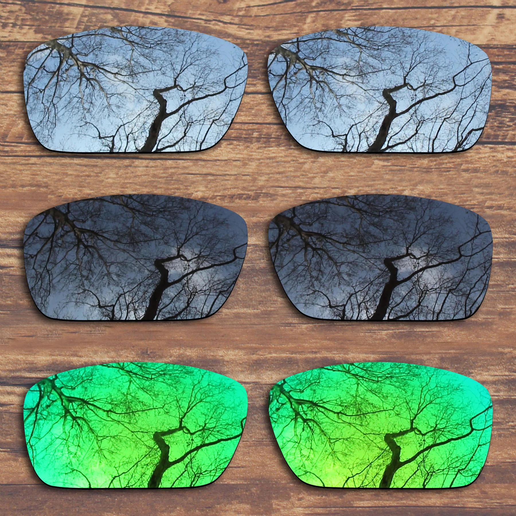 

Millerswap 3 Pairs Black.Silver.Green Polarized Replacement Lenses for Oakley Fuel Cell OO9096 Sunglasses