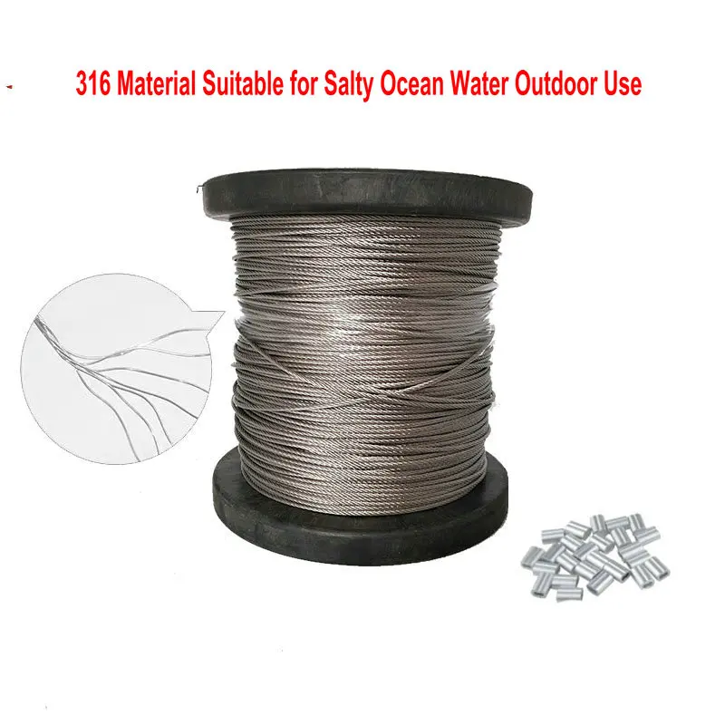 Angelschnur aus Edelstahl 316 in Marinequalität, weiches DIY-Schmuckfaden, 0,3–3 mm, 1 x 7 oder 7 x 7 – Detail 5