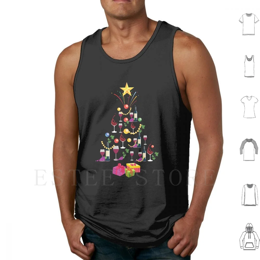 Wine Glass T Shirt Christmas Tree Christmas Gift Xmas Mug , Sticker And Hoodie Tank Tops Vest Sleeveless Wine