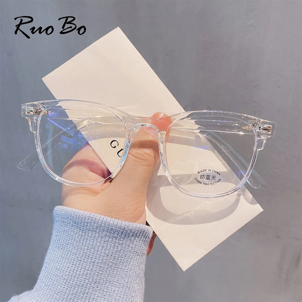 

RUOBO Transparent Anti Blue Light Glasses Frame For Men Women Vintage Computer Blue Blocking Eyewear Optical Spectacle Eyeglass