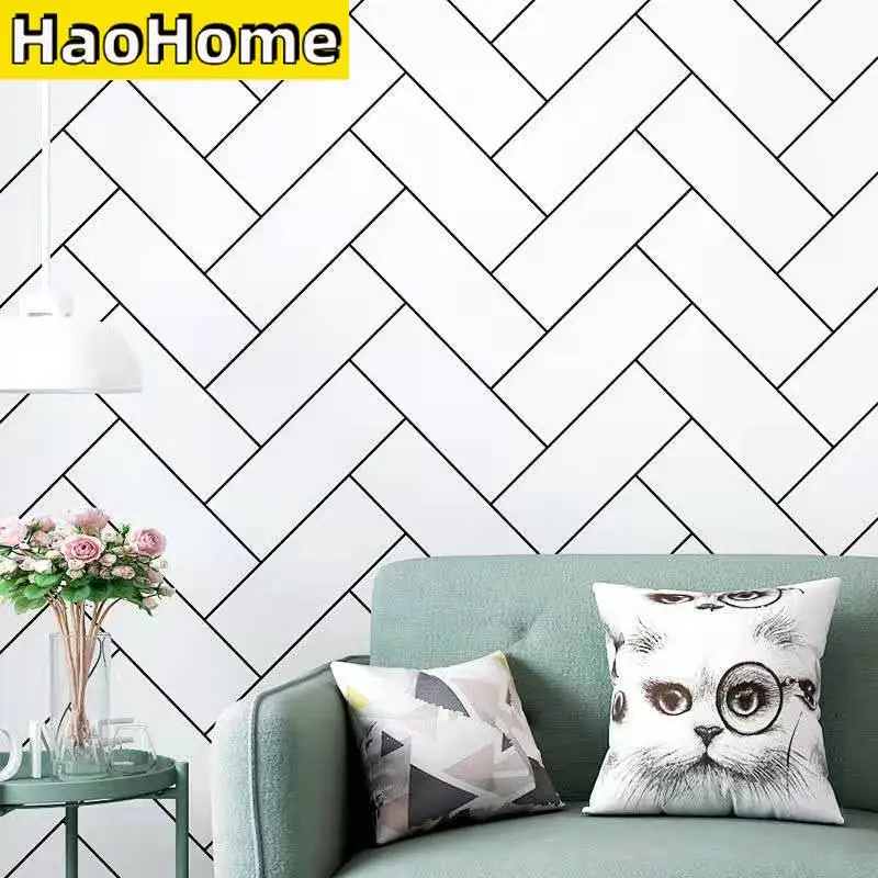 White Geometric Peel And Stick Wallpaper Removable Vinyl Lines  Self Adhesive Wallpaper Bedroom Wall Stickers For Home Decor
