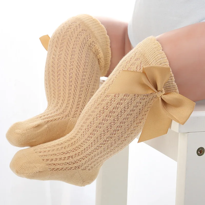 Cute Bowknot Infant Baby Socks Cotton Bows Girls Knee Socks Spring Summer Mesh Kids Infant Toddler Knee High Socks Sokken