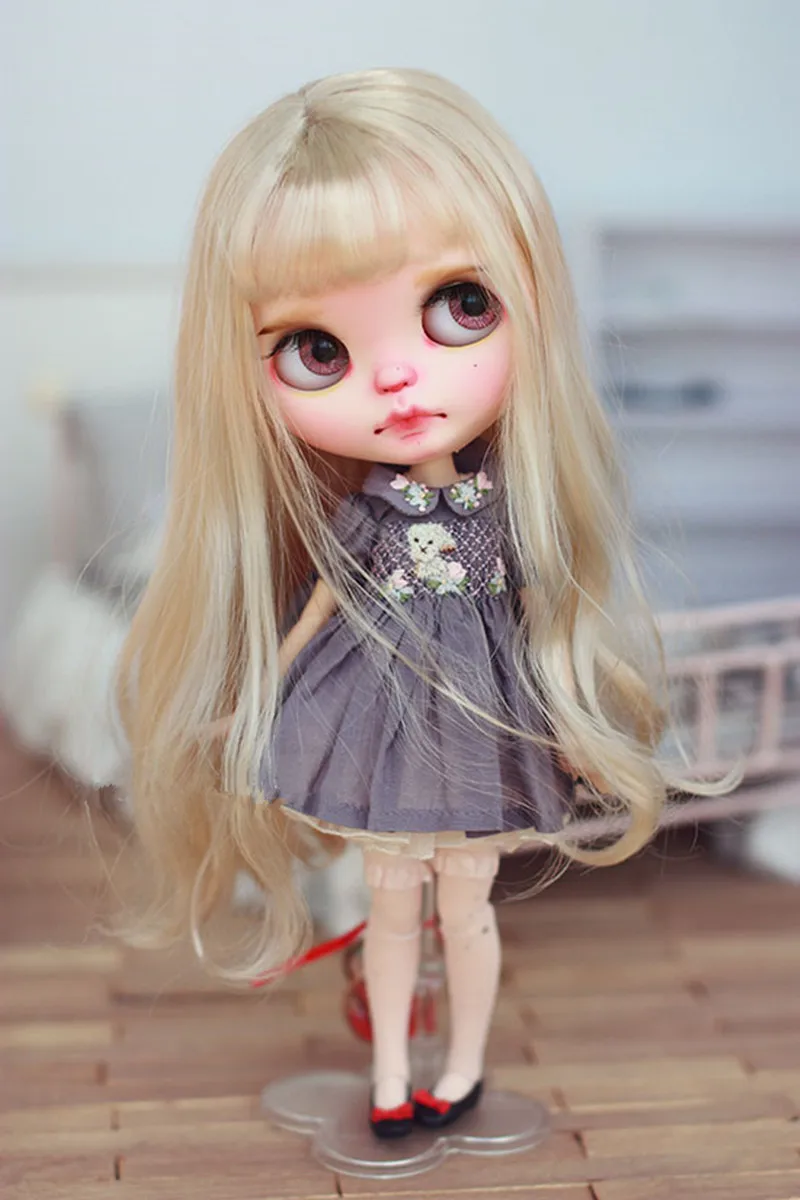 

BJD doll wig is suitable for 1/3 1/4 1/6 Blythes size doll wig imitation mohair doll silk air bangs long hair doll accessories