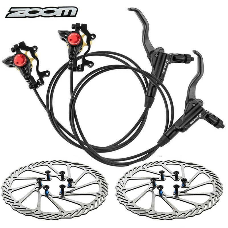 ZOOM MTB Hydraulic Disc Brake Caliper Aluminum Alloy Bicycle Oil Pressure Disc Brake Kit with Bike Brakes Rotor 160/180mm