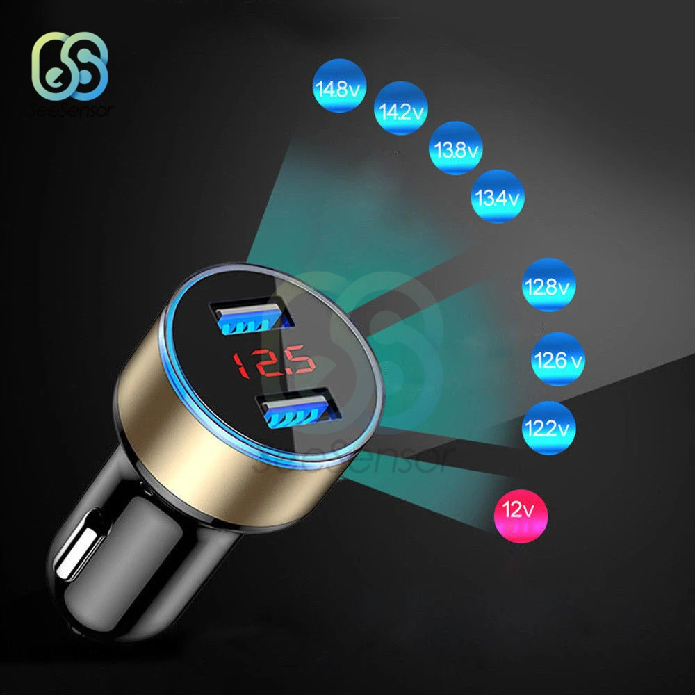 3.1A 5V Dual USB Car Charger With LED Digital Display Mobile Phone Car Charger for Xiaomi Samsung S8 iPhone 6 6s 7 8 Plus Tablet