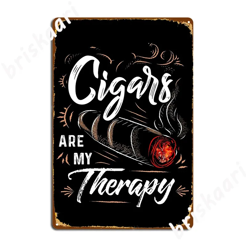 Cigars Are My Therapy Shirt Cigars T Shirts For Men Dad Metal Plaque Poster Wall Decor Custom Living Room Tin sign Poster